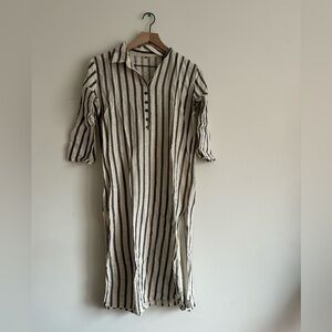 Striped Black and Cream Women's Kurti